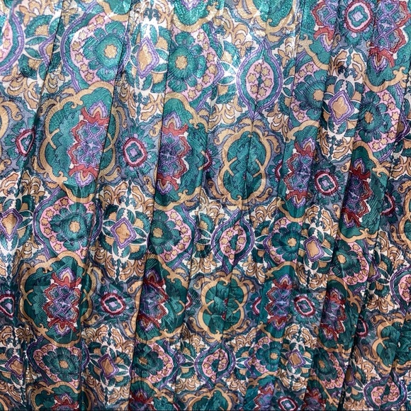 Vintage Florentine Petites Paisley Blue Green Button Up Long Sleeve Dress 14 - Picture 6 of 10